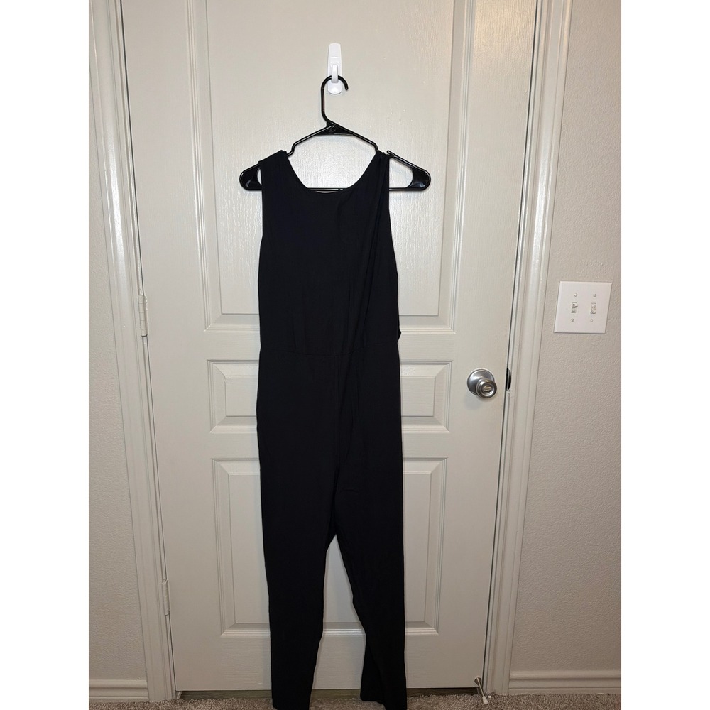 NWT Marine Layer M Eloise Belted Jumpsuit Black - Picture 4 of 4